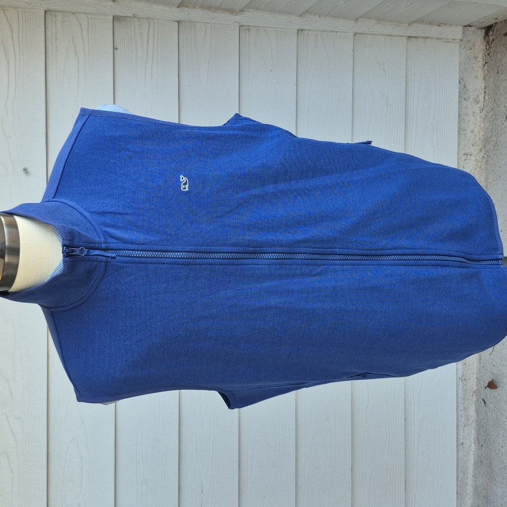 VINEYARD VINES Cotton Blend Knit Weave Solid Blue Full‎ Zip XL Mens Sweater Vest